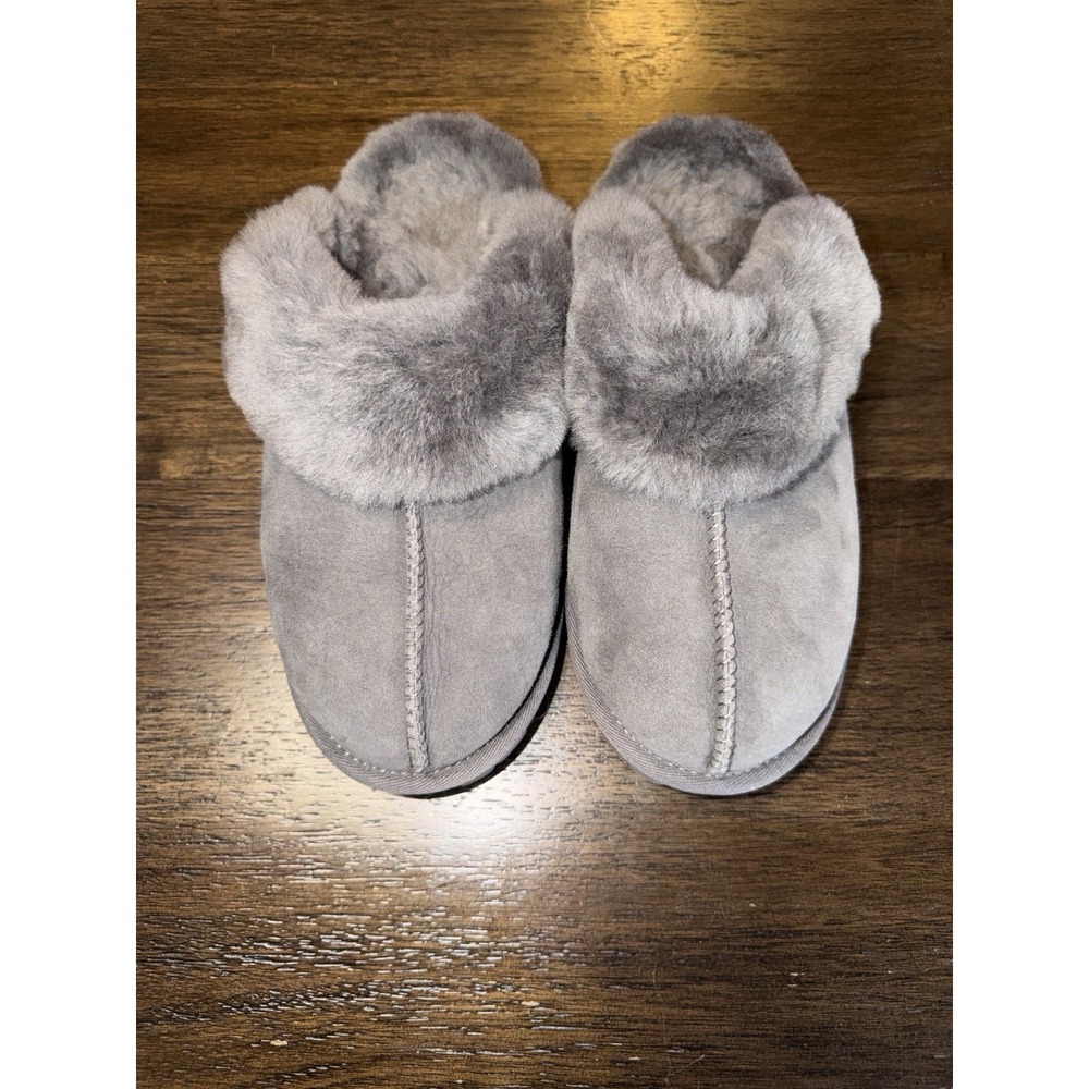 Unbranded Slippers Wool Leather Sheepskin Moccasins Shearling Women's 9 Gray